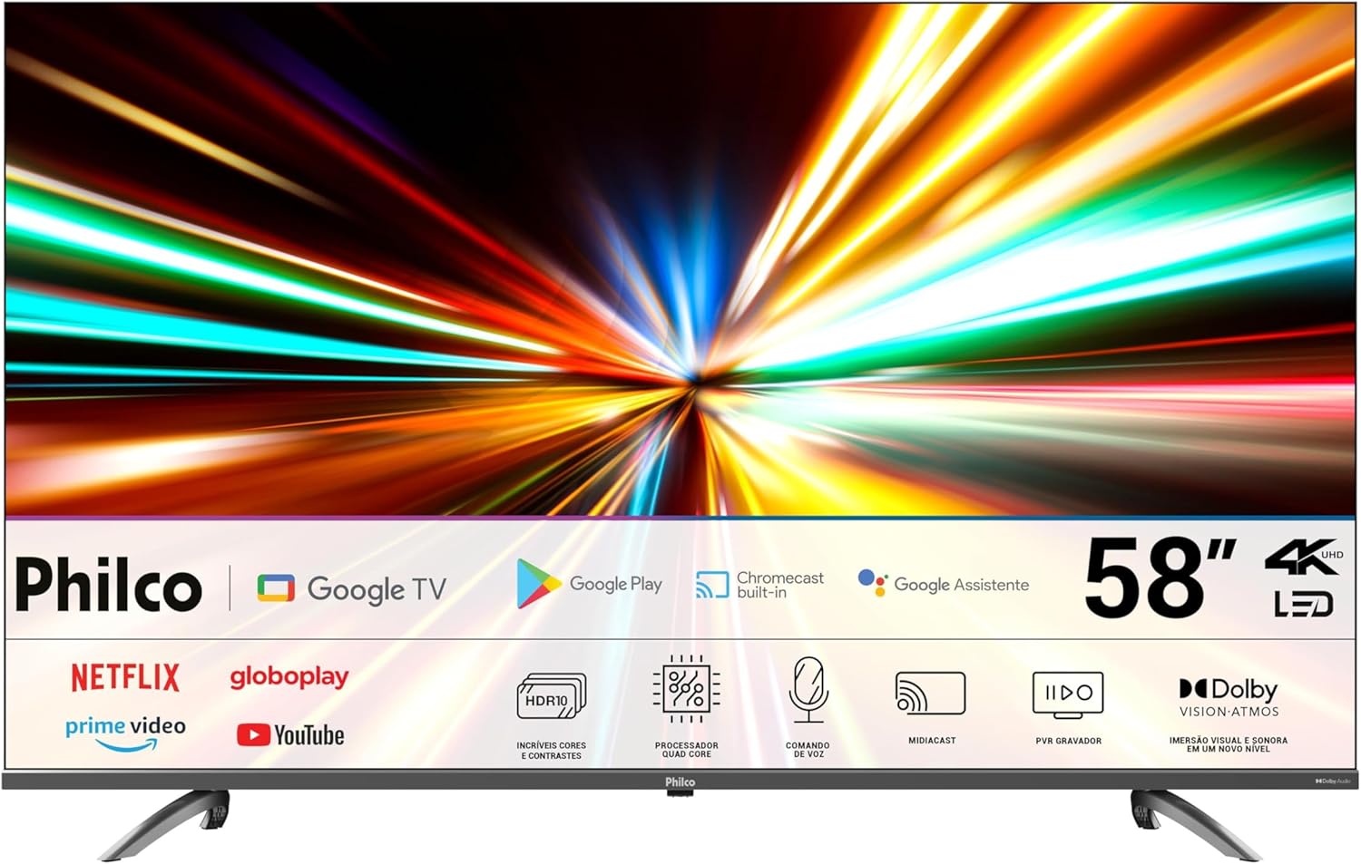 Smart TV 58″ Philco LED 4K Google TV HDR10 P58KGA